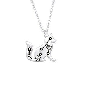 Sterling Silver Fox Constellation Necklace with Cubic Zirconia